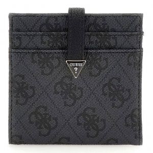 Guess &Eacute;tui Pour Carte De Cr&eacute;dit Anthracite Noir Pour Femme - Laurel Slg Tab Card Case Coal Logo 288223 - Neuf