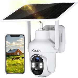 4G Camera Exterieur Avec Carte Sim Sans Fil, Vision Nocturne Colorée 3Mp, Hd Ptz Ip Caméra Avec Panneau Solaire Et Batterie, Détection Mouvement Pir & Humaine, Audio Bidirectionnel Étanche Ip66 - Neuf