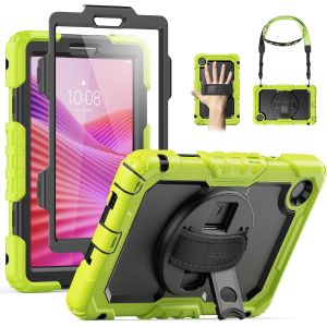 Coque Pour Lenovo Tab One/Tab K9 8,7 Pouces 2025 (Tb305Xu/Tb305Fu), Coque Antichoc Pour Avec Protecteur D'&Eacute;cran, Support Rotatif &Agrave; 360&deg; Et Dragonne, Bandouli&egrave;re, Porte-Stylo, Vert - Neuf
