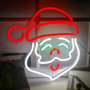 Santa Signe au N&eacute;on de No&euml;l N&eacute;on N&eacute;on &agrave; Led de Mur de Lumi&egrave;re Acrylique Enseignes au N&eacute;on pour le Mur d'USB Unique Lumi&egrave;re de Nuit pour les f&ecirc;tes de No&euml;l et la d&eacute;coration int&eacute;rieure de la Barre de P - Neuf