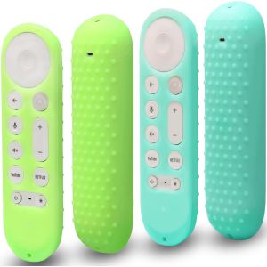 Lot De 2 Coques De Protection Pour Télécommande Vocale Google Tv Streamer 4K 2024, Antidérapantes Et Résistantes Aux Chocs Avec Cordons (Vert Et Turquoise, Les Deux Brillants) - Neuf