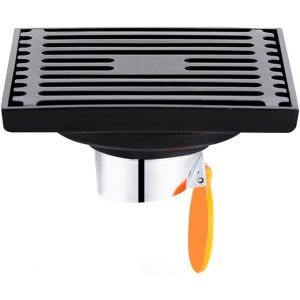 Bonde de sol carrée en acier inoxydable, anti-odeurs, pour salle de douche, 100 mm, noire - Neuf