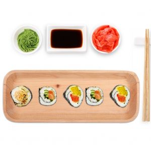 Hjlian Plateau De Service En Bois, Assiette En Bois, Service A The, Plats, Eau, Boisson, Assiette #2 - Neuf