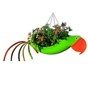 Pot de fleur en métal Vol oiseau forme Pot de fleur perroquet coloré,S,B - Neuf