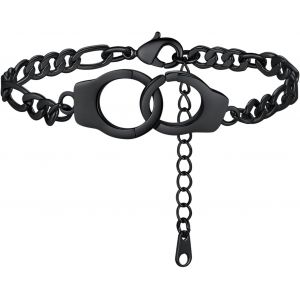 Kalsw-Bracelet Chaine De Cheville Menotte Acier Inoxydable Pour Femme Fille Argent/Or/Noir Chaîne De Pied Longueur 22cm+5cm Réglable Largeur 5mm Enfant Bijou D'été Cadeau Fête Des Mères - Neuf