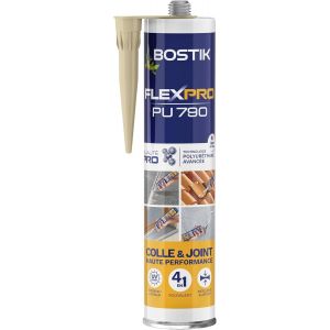 Mastic Colle Flexpro PU 790-Colle et Jointe Tous Matériaux-Multi-Usages-Intérieur/Extérieur et Milieux Humides-Formule Polyuréthane Haute Performance-Couleur : Beige-300 ml - Neuf
