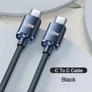C&acirc;ble Usb Type-C Pd 120W, Charge Super Rapide, Transfert De Donn&eacute;es, Pour Iphone 15 Pro Max, Samsung S24, S23, Xiaomi, Redmi, Huawei.Black.0.25M - Neuf