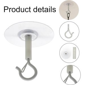 KALANKA-Y4DDGG Lot de 2 crochets de plafond robustes sans perçage pour suspendre des plantes, des mangeoires à oiseaux, des carillons éoliens, des lumières et une décoration extérieure - Neuf