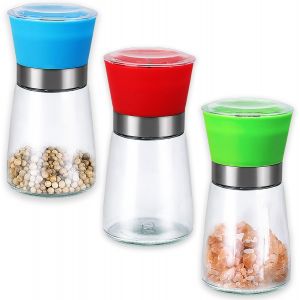 Lot De 3 Moulins &Agrave; Poivre, Moulin &Agrave; Sel Rechargeable, Broyeur &Agrave; Poivre Noir, Broyeur &Agrave; Poivre R&eacute;glable, Moulin &Agrave; Poivre Noir Avec Lames En C&eacute;ramique - Neuf