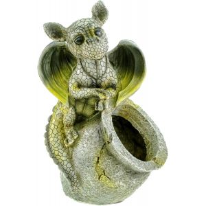 MEVRONISSHOP-Enfant Dragon avec Pot de Plantation Dragon Gargouille Figure de Jardin Jardin - Neuf