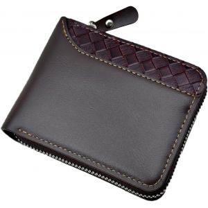 NSIECD-Portefeuille pour homme en cuir synth&eacute;tique avec blocage RFID, porte-cartes de cr&eacute;dit, porte-monnaie, carte d'identit&eacute; avec fermeture &eacute;clair, marron, 11-8-2, R&eacute;tro - Neuf