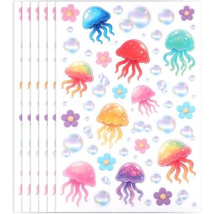 Subzonal-6pcs Autocollants Muraux M&eacute;duses, 30x20cm D&eacute;coration F&ecirc;te Sous-Marine Fond Oc&eacute;anique D&eacute;coration Pour F&ecirc;te D'&eacute;t&eacute; Autocollants Muraux Pour Salle De Bain Chambre D'enfant Chambre &Agrave; Coucher - Neuf