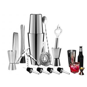Ensemble De Shaker &Agrave; Cocktails En Acier Inoxydable 13 Pi&egrave;ces Pour Barman - Neuf