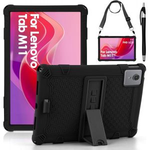 ELVORIX-Coque en silicone pour enfants pour Lenovo Tab M11 (11 pouces) 2024 TB330FU/331FC avec &eacute;tui de protection, sangle d'&eacute;paule et stylet. Housse color&eacute;e pour enfants adapt&eacute;e pour Lenovo Tablet Ta - Neuf