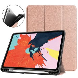 &Eacute;tui En Cuir Tpu Textur&eacute; Pour Ipad Air 11 (2024/2022/2020) - Fonction Veille/R&eacute;veil, Support Pliable Et Emplacement Pour Stylo - Or Rose - Neuf
