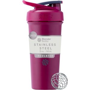Letnerny-Strada Sleek Shaker Cup Bouteille D'eau Isotherme En Acier Inoxydable Avec Fouet M&eacute;tallique, 750 Ml, Frambo - Neuf