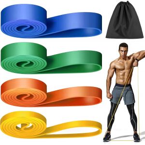 Bande Elastique Musculation (Lot De 4), 4 Niveaux De R&eacute;sistance &Eacute;lastique Musculation, Bandes De R&eacute;sistance &Eacute;lastique Pour Sport, Pilates, Yoga, Musculation, Homme & Femme - Neuf