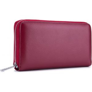 Portefeuille Avec Rfid Cuir Longue Porte &Agrave; Monnaie Carte De Cr&eacute;dit Femme Monnaie Portefeuille Avec Poche &Agrave; Monnaie Etui &Agrave; Carte Porte-Carte De Cr&eacute;dit Bourse Grande Capacit&eacute; Wallet Rouge - Neuf