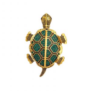 Broche Vintage En Forme De Tortue, Orn&eacute;e De Diamants, Accessoire De Costume Pour Homme. Pendentif En Or. - Neuf