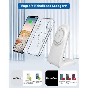 KALANKA-Mag-Safe Station de charge inductive 2 en 1 pour iPhone 16/15/14/13/12, AirPods Pro 2, chargeur magn&eacute;tique sans fil pour Samsung Galaxy S25/S24/S23/S22/S21/S20, Google Pixel 9/8/7 - Neuf