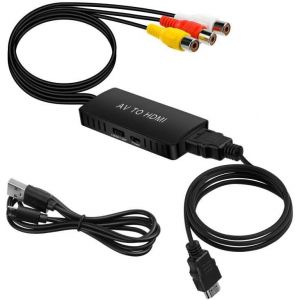 Adaptateur Rca Vers Hdmi, Mini Av Rca Cvbs Vers Hdmi Vidéo Audio Convertisseurs, Support 720 1080p Pour Pc Xbox Ps3 Ps2 Tv Stb Vhs Dvd Vcr Caméra - Neuf
