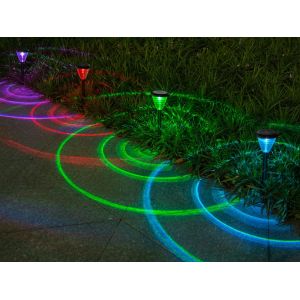 Lot De 4 Lampes Solaires Led Pour Jardin Avec Modes De Couleur Chaude Et Rgb - Neuf