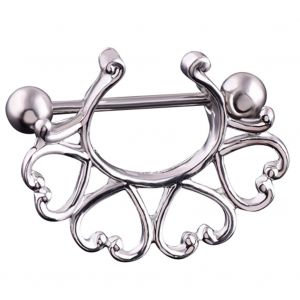 Anneau De Protection De Mamelon Perce En Forme De Cour Avec Tige R00343 - Neuf