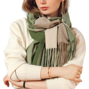 Kalanka-Femme Écharpe Étole Fille Châle Foulard, Pashmina Echarpe A Carreaux Laine Mode Etole Plaid Foulards Oversize Shawl Cardigan Cachemire Chaud Automne Hiver Manteau Tricot Ponchos Et Capes - Neuf