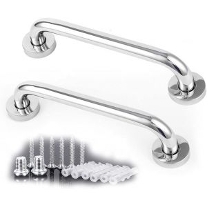 2Pcs salle de Bain Mural de Douche, Barre d'appui en Acier Inoxydable de bain de la Sécurité de la Poignée porte-Serviettes pour les Enfants, Femmes Enceintes, personnes Âgées, Personnes Handicapées - Neuf