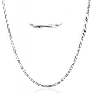 Trahoo-Collier À Chaîne Serpent Homme Femme 2/3/4mm Acier Inoxydable Argent Noir Collier Chaîne À Serpent Hip Hop Pour Hommes Femmes 46/51/56/61/66/71cm - Neuf