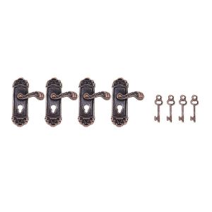4Pcs Maison de poupée Serrure de porte 1:12 alliage Rétro Maison miniature Serrure de porte Maison de poupée Meuble Accessoire - Neuf
