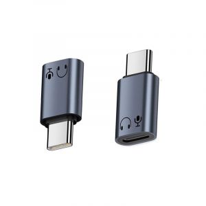 Adaptateur Lightning Femelle vers USB-C M&acirc;le en Aluminium - &Eacute;couteurs HiFi Gris - Neuf