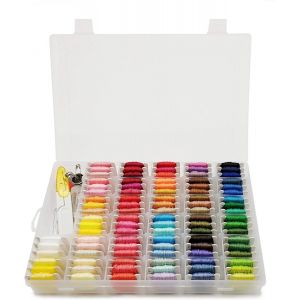 Nouvelhorizonstore-Boite De Rangement Broderie Avec Fils Broderie - (Lot De 154) - Rangement Pour Broderie Transparent - 110 Couleurs - Fil Sur Bobine En Papier Pour Bracelet & Atelier Cr&iquest;&iquest;Atif - Neuf