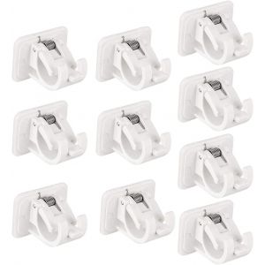Pack De 10 Auto-Adhesif Tringle A Rideau Detenteurs Pas De Per&ccedil;age De Rod De Rideau Crochets Porte-Serviettes Pour La Salle D'accueil De L'hotel Blanc - Neuf