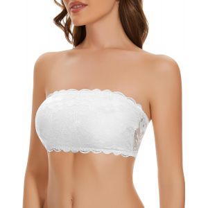 Kgabery-Soutien-Gorge Sans Bretelles Bandeau Soutien-Gorge Femme Dentelle Sangle Transparente Amovible Sans Armature - Neuf