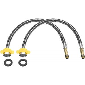 Kalanka-2pcs 16" Lignes D'alimentation De Robinet Connecteur En Acier Inoxydable Tressé Long Connecteur De Robinet G1/2 Filetage De Compression Femelle X Connecteur M10 Mâle (Noir) - Neuf