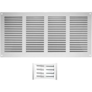 Grille Aeration Blanc 400x200mm avec Moustiquaire ¿ Evacuation Caches Tuyau Ventilateur ¿ d'Extraction Ventialtion ¿ Exterieur Interieur ¿ Gaine Cache Extracteur d'air VMC ¿ Climatiseur Seche - Neuf
