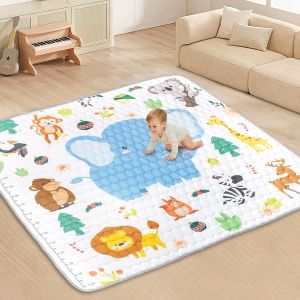 Tapis De Jeux Bebe, Antid&eacute;rapant Tapis Rampant B&eacute;b&eacute; 127x127cm, Animaux Tapis De Motricit&eacute; B&eacute;b&eacute; Pliable, Coton Tapis D'&eacute;veil Enfants Epais Avec R&egrave;gle, Applicable &Agrave; Int&eacute;rieur/Ext&eacute;rieur/Cl&ocirc;ture - Neuf