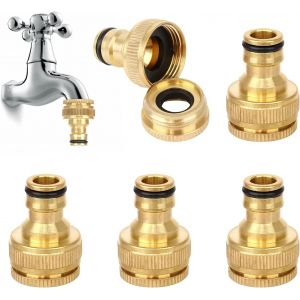 5PCS Adaptateur Robinet Tuyau Arrosage,1/2 Pouce et 3/4 Pouce 2-en-1 Adaptateur Femelle à Fente pour Raccords de Tuyau d'arrosage,Arroseur de Jardin - Neuf