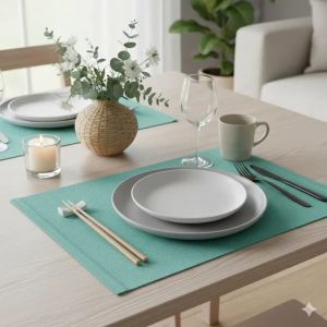 Set De Table - Miami Menthe - Coton 100% - Vert D'eau - 33 X 45 Cm - Neuf