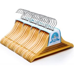Ulteronixshop-Lot de 24 Cintres Enfant en Bois, Cintres pour B&eacute;b&eacute; avec Encoches Barre Crochet Rotatif 360&deg; pour V&ecirc;tements B&eacute;b&eacute; Enfants - Naturel Couleur - Neuf