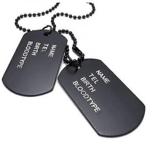 Hommes Chaîne 68cm Plaquettes Dog Tag Style League Bijoux Noir Pendentif Collier (Avec Sac Cadeau) - Neuf