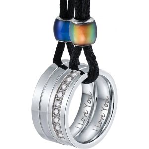 Trahoo-Paire De Colliers En Acier Inoxydable Avec Gravure Au Choix - 6 Mm - Avec Zircons - Pour Elle Et Lui, Zircon Cubique - Neuf