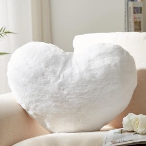 CAUC-Coussin en forme de coeur - 40 x 35 cm - Coussin douillet - Convient pour salon, canap&eacute;, chambre &agrave; coucher - Coussin esth&eacute;tique (blanc) - Neuf