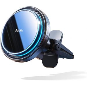 15W Support Telephone Voiture Magsafe, (1.73kg) Magn&eacute;tique Qi sans Fil Chargeur Magsafe Voiture, Grille d'a&eacute;ration, pour iPhone 16/15/14/13/12 Pro Max Mini Plus, Rapide, Aluminium, Noir - Neuf