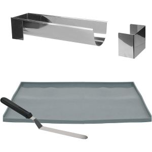 Jexnovashop-Lily Cook - Kdo8594 - Coffret Buche Moule Plaque Genoise Spatule Metal Argent Bleu - Neuf
