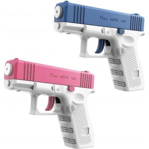 Lot De 2 Petits Pistolets À Eau Pour Enfants - Mini Pistolets À Eau Avec Grande Portée - Pistolet Pulvérisateur D'eau En Plastique - Jouet Pour Piscine, Plage, Extérieur (Rose + Bleu) - Neuf