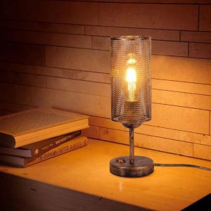E27 Lampe De Table R&eacute;tro Lampe De Lecture Chevet Vintage Lampe Industriel Led &Agrave; Cage En M&eacute;tal Table Lampes D&eacute;coratives Avec Interrupteur (No Bulb) - Neuf