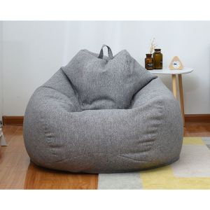 Le Coton Et Le Lin Pouf Couverture 100 X 120 Cm (Gris Foncé) - Fermeture À Glissière Pouf Housse Du Canapé Sans Remplissage - Neuf