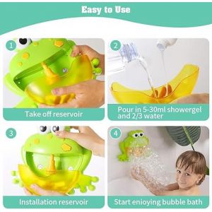 Baignoire Bébé Bulle Jouets Jeu,Les Enfants De La Baignoire Partie Des Cadeaux De Big Frog Automatique Bubble Maker Souffleur De Jouets Avec 12 Musique Douche De Bébé Des Jouets Amusants - Neuf